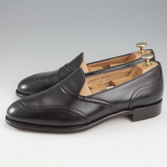 極美品★(英)チーニー 7F【定価￥82,500-★HENDRICK/ローファー】214ラスト/スリッポン/カーフ/黒/メンズ/CHEANEY★k512