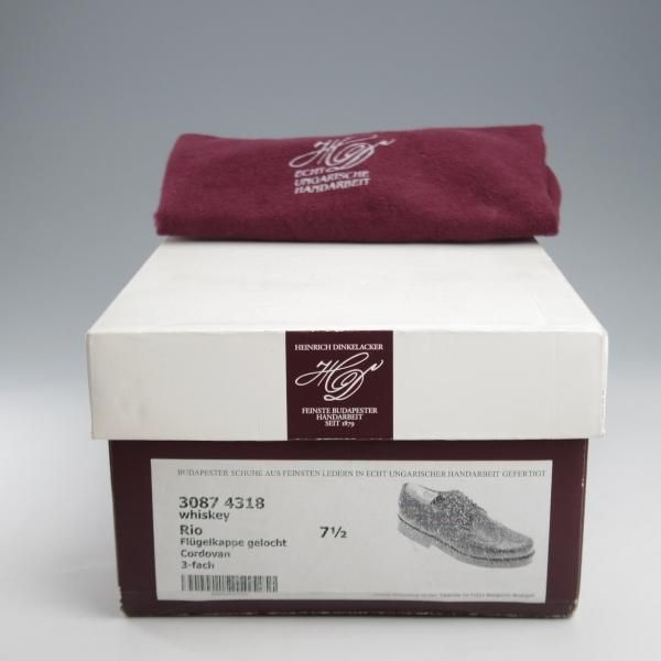 極上★(独)ハインリッヒ・ディンケラッカー SIZE 7.5【モデル定価￥193,600-★ウイスキーコードバン/茶/RIO/リオ】フルブローグ★k514