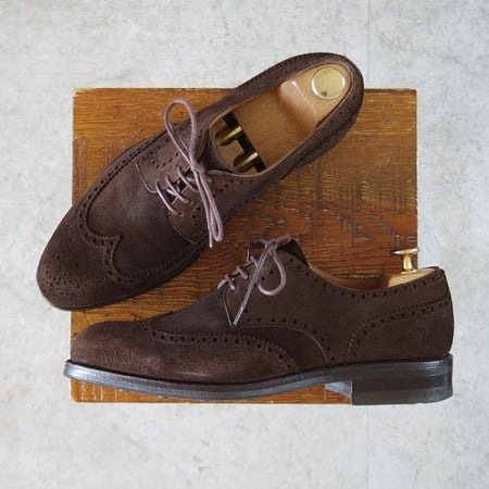 極美品★(スペイン製)カルミナ SIZE 6.5【トレーディングポスト別注★フルブローグ/815】FORESTラスト/スエード/濃茶/CARMINA★k531