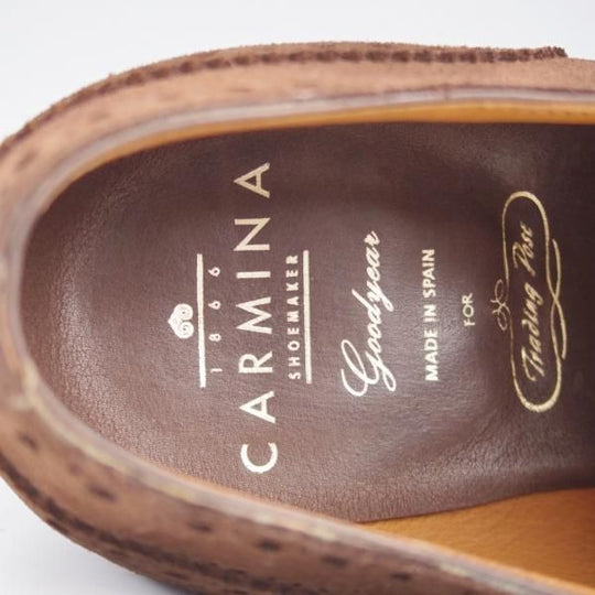 極美品★(スペイン製)カルミナ SIZE 6.5【トレーディングポスト別注★フルブローグ/815】FORESTラスト/スエード/濃茶/CARMINA★k531