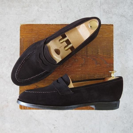 ★Oriental/オリエンタル SIZE 7.5【現行定価￥62,700-★ALBERS/コインローファー】419ラスト/スエード/濃茶/メンズ★k532