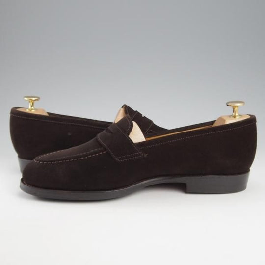 ★Oriental/オリエンタル SIZE 7.5【現行定価￥62,700-★ALBERS/コインローファー】419ラスト/スエード/濃茶/メンズ★k532