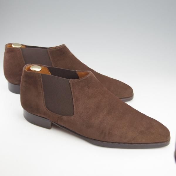 ENZO BONAFE CARY GRANT ブラウンスエード Enzo Bonafè Style Cary Grant Short Chelsea Boot - Dark Brown