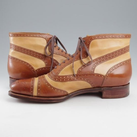 未使用★(浅草)ギルド・オブ・クラフツ US7C程度【税込上代￥385,000-★最上級/フルハンドメイド】レースアップブーツ/茶×薄茶★k544