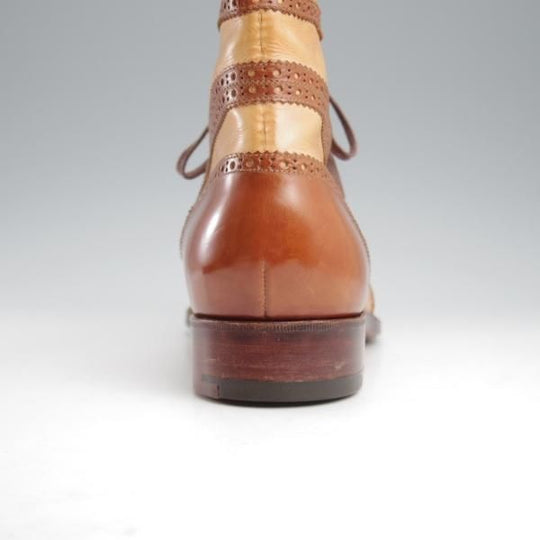 未使用★(浅草)ギルド・オブ・クラフツ US7C程度【税込上代￥385,000-★最上級/フルハンドメイド】レースアップブーツ/茶×薄茶★k544