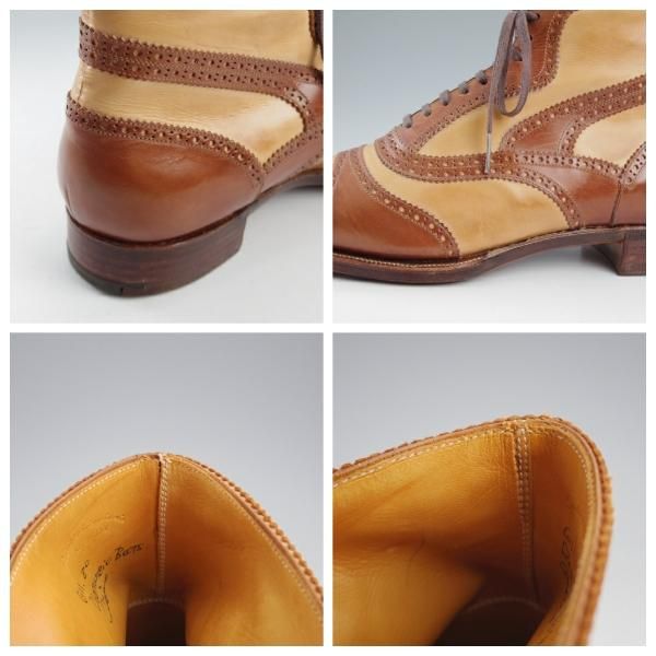 未使用★(浅草)ギルド・オブ・クラフツ US7C程度【税込上代￥385,000-★最上級/フルハンドメイド】レースアップブーツ/茶×薄茶★k544