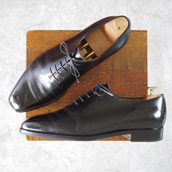 極上★(伊)エンツォ・ボナフェ SIZE 9【定価10万円以上★ホールカット/黒】カーフ/メンズ/Enzo Bonafe★k546