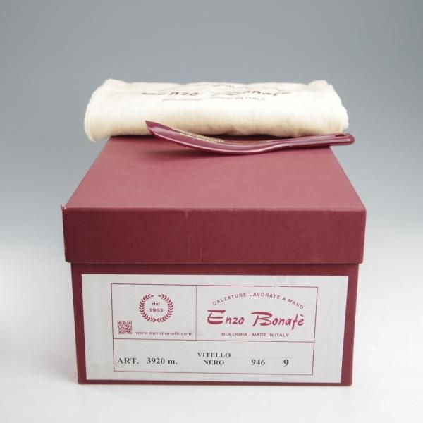 極上★(伊)エンツォ・ボナフェ SIZE 9【定価10万円以上★ホールカット/黒】カーフ/メンズ/Enzo Bonafe★k546