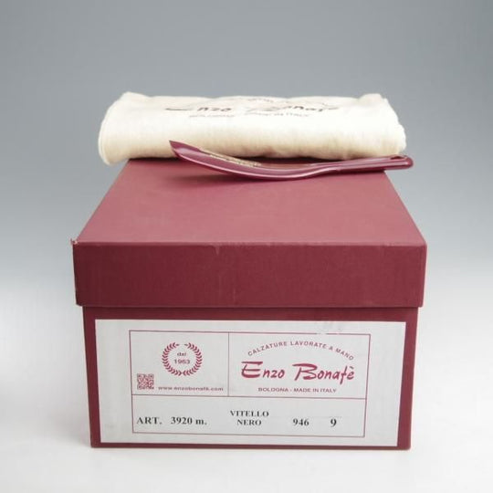 極上★(伊)エンツォ・ボナフェ SIZE 9【定価10万円以上★ホールカット/黒】カーフ/メンズ/Enzo Bonafe★k546