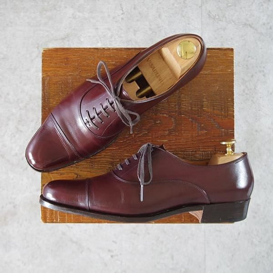 極美品★(浅草)ギルド・オブ・クラフツ US6.5C【最上級★フルハンドメイド/Crown/シームレスバック】ストレートチップ/カーフ/赤茶★k547