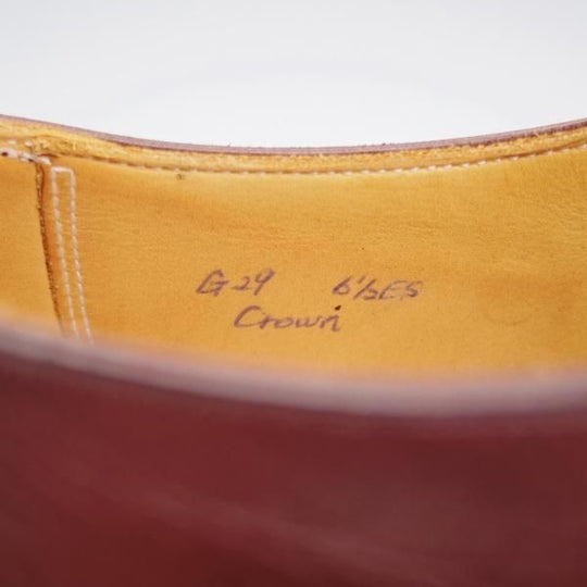 極美品★(浅草)ギルド・オブ・クラフツ US6.5C【最上級★フルハンドメイド/Crown/シームレスバック】ストレートチップ/カーフ/赤茶★k547