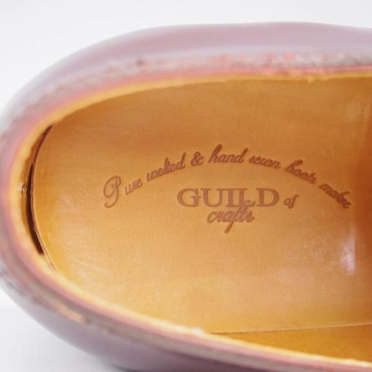 未使用★(浅草)ギルド・オブ・クラフツ US7D程度【税込上代￥220,000-★ハンドソーンウェルテッド製法】パンチドキャップトゥ/赤茶★k548