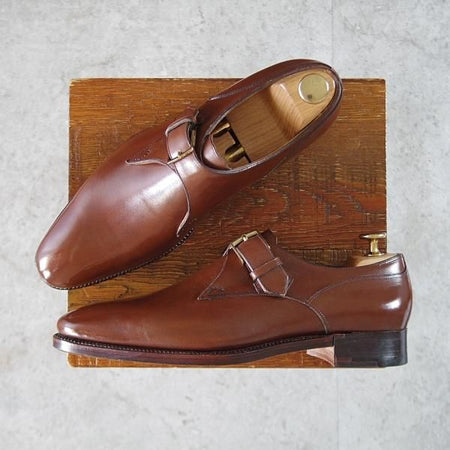 未使用★(HM)ギルド・オブ・クラフツ US7D【税込上代￥165,000-★Runtis/ハンドソーンウェルテッド製法】モンクストラップ/茶★k549