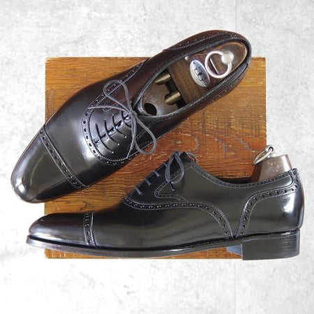 極上★(英)ガジアーノ&ガーリング 10E【現行定価20万円以上★HARROW/純正シューツリー付】GG06ラスト/クォーターブローグ/黒★k565