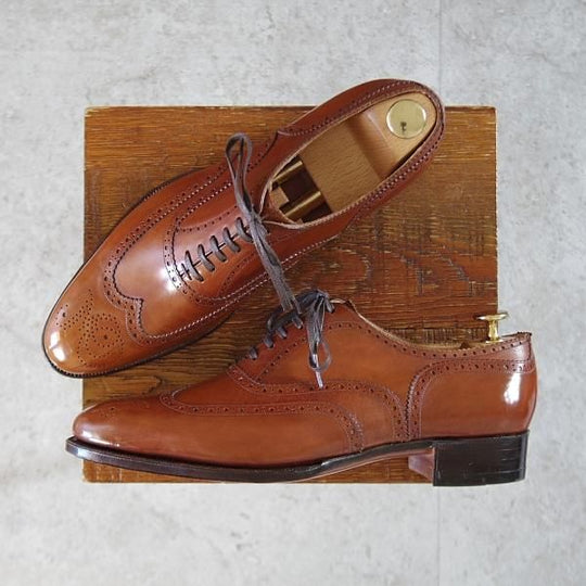 未使用★(浅草)ギルド・オブ・クラフツ US7D程度【税込上代￥330,000-★最上級/フルハンドメイド】フルブローグ/茶/Guild of crafts★k566