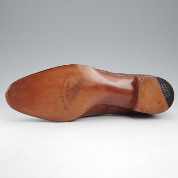 未使用★(浅草)ギルド・オブ・クラフツ US7D程度【税込上代￥330,000-★最上級/フルハンドメイド】フルブローグ/茶/Guild of crafts★k566