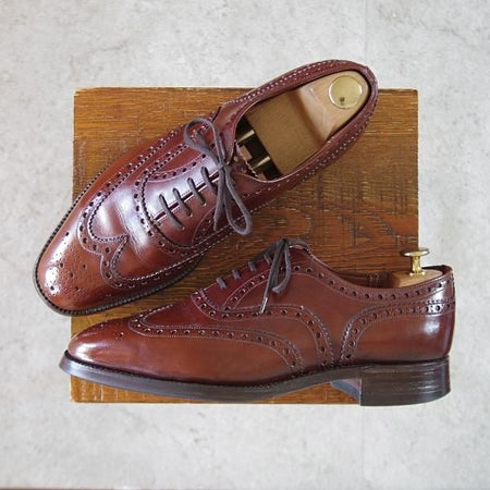 ★チャーチ 75F/UK7.5【現行定価￥176,000-★旧チャーチ/73ラスト/CHETWYND】チェットウィンド/3都市ロゴ/フルブローグ/茶/Church's★k572