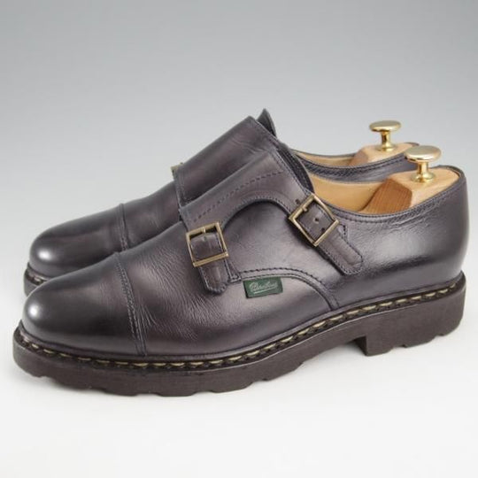 美品★パラブーツ SIZE 7【定価￥96,800-★ウィリアム/WILLIAM】マルシェソール/ダブルモンク/リスレザー/NUIT/紺/メンズ/Paraboot★k584