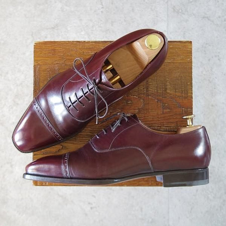 ほぼ試着程度★(伊)エンツォ・ボナフェ SIZE 8【ハンドソーンウェルテッド製法★パンチドキャップトゥ】赤茶/カーフ/Enzo Bonafe★k588