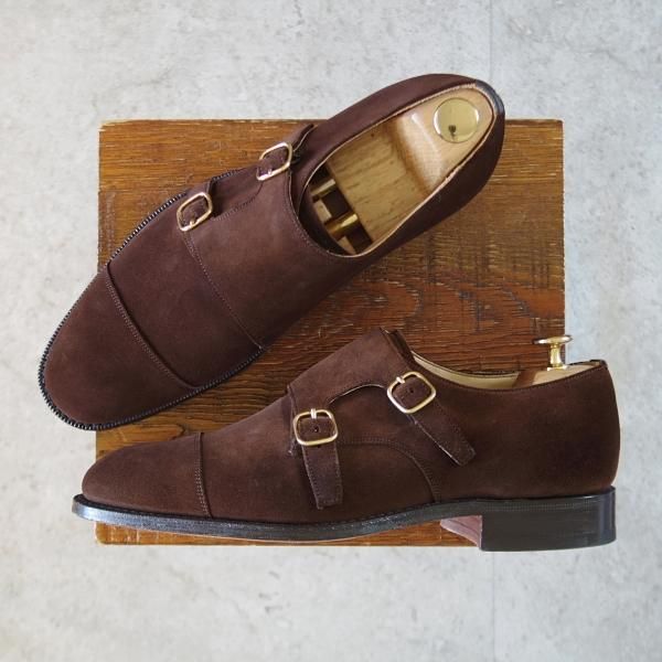 極美品★チャーチ 70G/UK7【現行定価￥192,500-★COWES/カウズ/173ラスト】ダブルモンク/スエード/濃茶/メンズ/Church's★k589