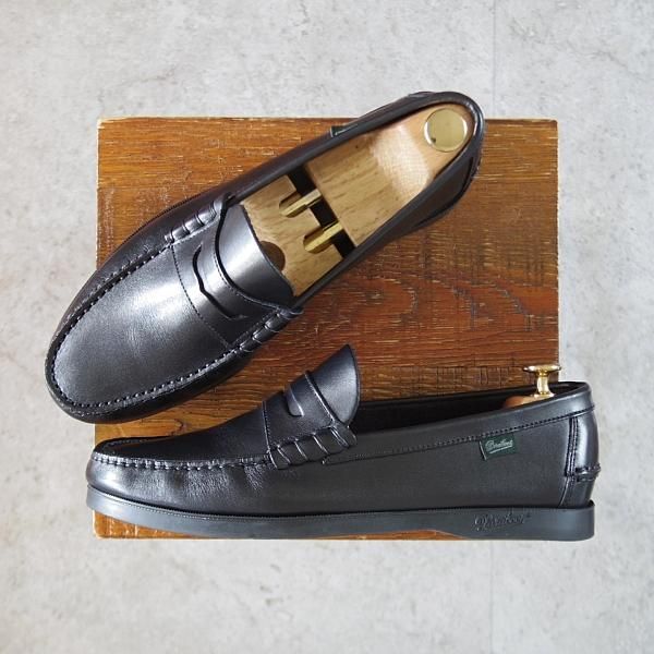 極美品★パラブーツ SIZE 7【定価￥35,200-★コインローファー/CORAUX/コロー】カーフ/黒/メンズ/Paraboot★k609