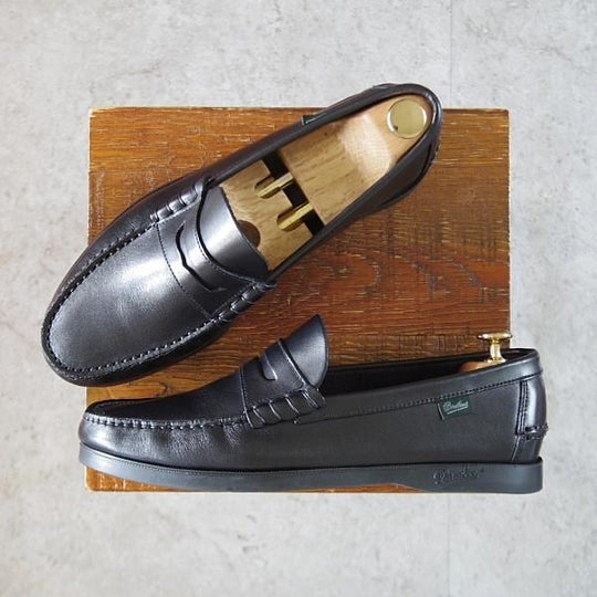 極美品★パラブーツ SIZE 7【定価￥35,200-★コインローファー/CORAUX/コロー】カーフ/黒/メンズ/Paraboot★k609