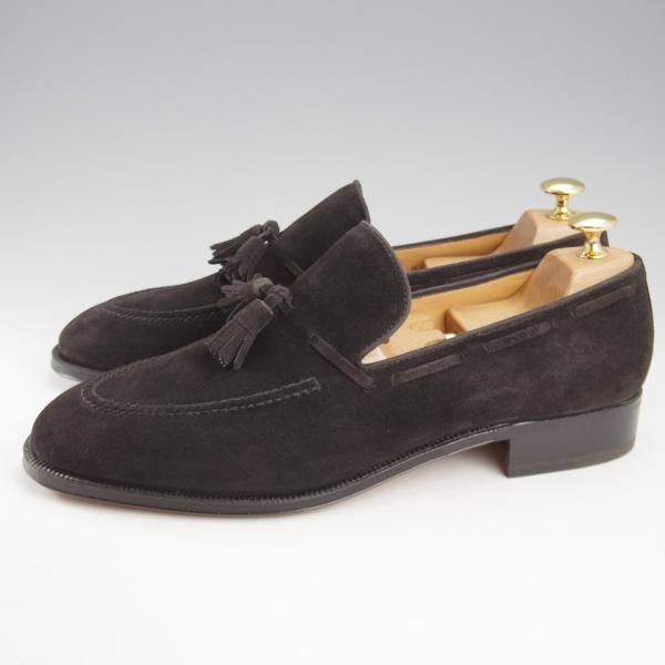 未使用★(伊)タニノクリスチー SIZE 9【デッドストック品★タッセルローファー/ENGLOSO】スエード/黒/メンズ/TANINO CRISCI★k616
