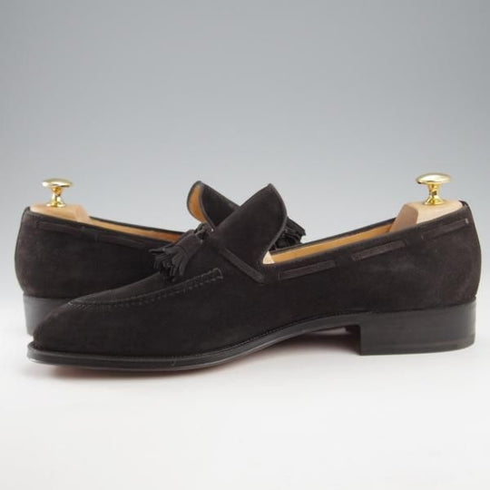 未使用★(伊)タニノクリスチー SIZE 9【デッドストック品★タッセルローファー/ENGLOSO】スエード/黒/メンズ/TANINO CRISCI★k616