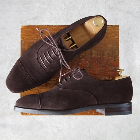 極美品★(スペイン製)カルミナ SIZE 8.5【定価￥72,600-★ストレートチップ/80386】RAINラスト/スエード/濃茶/メンズ/CARMINA★k617