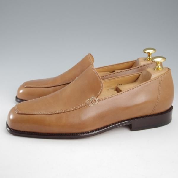 極美品★(伊)タニノクリスチー SIZE 5【定価10万円以上★ALFONSO 2/ローファー】スリッポン/カーフ/薄茶/メンズ/TANINO CRISCI★k623