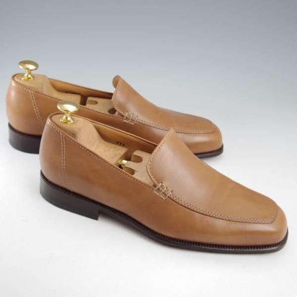 極美品★(伊)タニノクリスチー SIZE 5【定価10万円以上★ALFONSO 2/ローファー】スリッポン/カーフ/薄茶/メンズ/TANINO CRISCI★k623