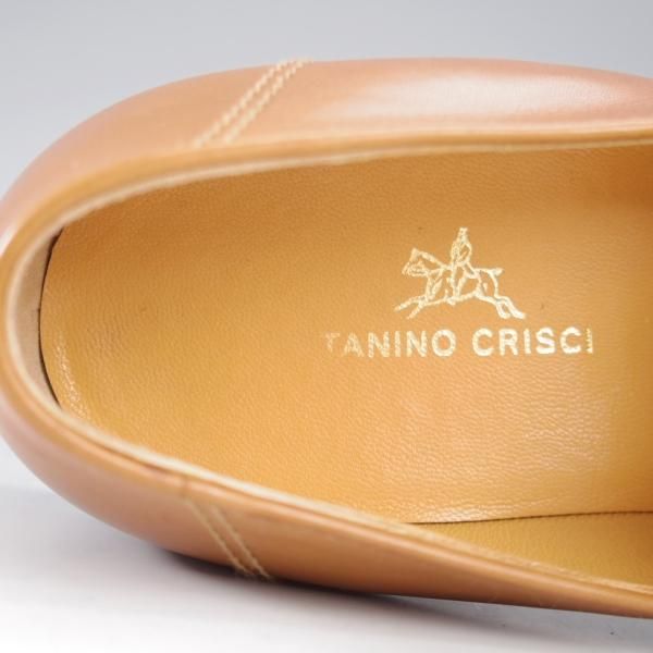 極美品★(伊)タニノクリスチー SIZE 5【定価10万円以上★ALFONSO 2/ローファー】スリッポン/カーフ/薄茶/メンズ/TANINO CRISCI★k623