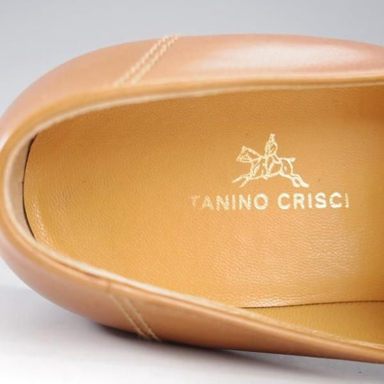 極美品★(伊)タニノクリスチー SIZE 5【定価10万円以上★ALFONSO 2/ローファー】スリッポン/カーフ/薄茶/メンズ/TANINO CRISCI★k623