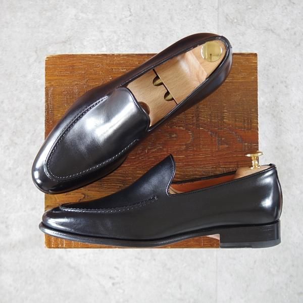 極美品★(伊)サントーニ SIZE 5.5【★ローファー/17237】スリッポン/カーフ/黒/メンズ/Santoni★k639
