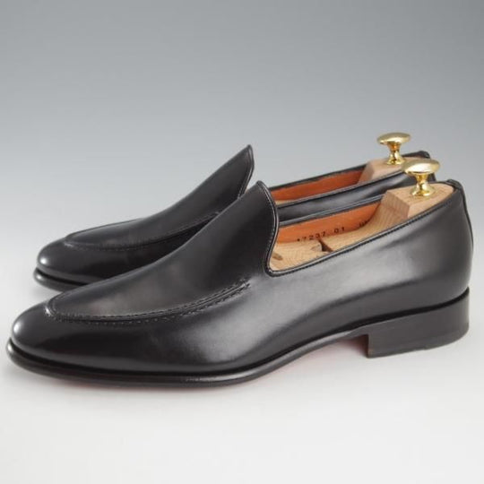 極美品★(伊)サントーニ SIZE 5.5【★ローファー/17237】スリッポン/カーフ/黒/メンズ/Santoni★k639