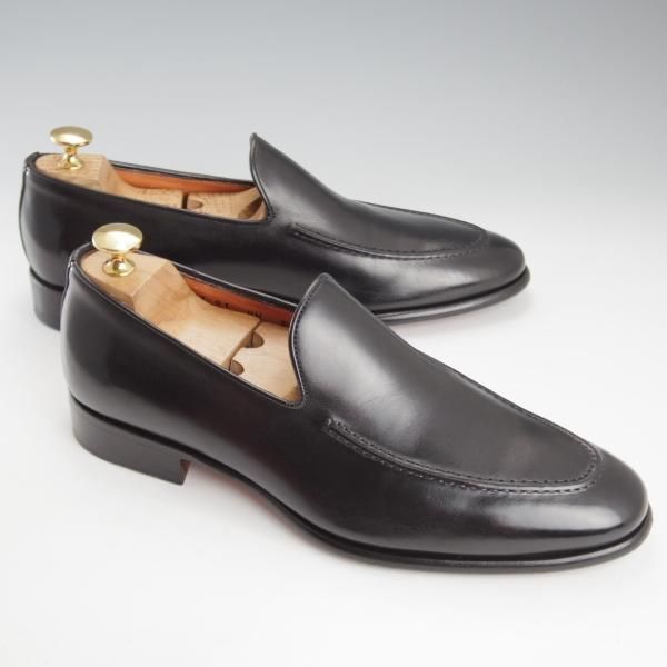 極美品★(伊)サントーニ SIZE 5.5【★ローファー/17237】スリッポン/カーフ/黒/メンズ/Santoni★k639