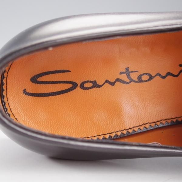 極美品★(伊)サントーニ SIZE 5.5【★ローファー/17237】スリッポン/カーフ/黒/メンズ/Santoni★k639