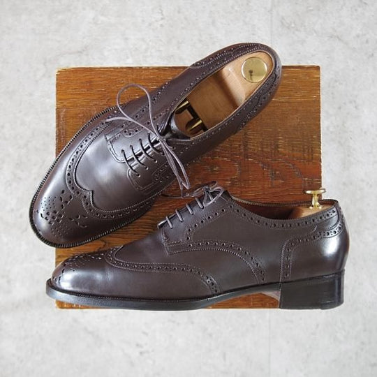 ★浅草コブラー UK7程度【注文価格20万円以上★純正ツリー付/フルハンドメイド】フルブローグ/濃茶/The Asakusa Cobbler★k648