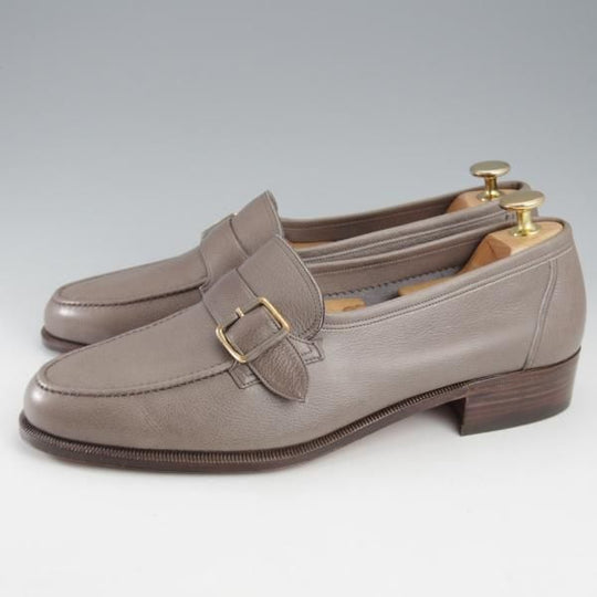 未使用★(伊)BONORA/ボノーラ SIZE 41.5【デッドストック品★ストラップローファー/灰】スリッポン/シボ革/メンズ★k653