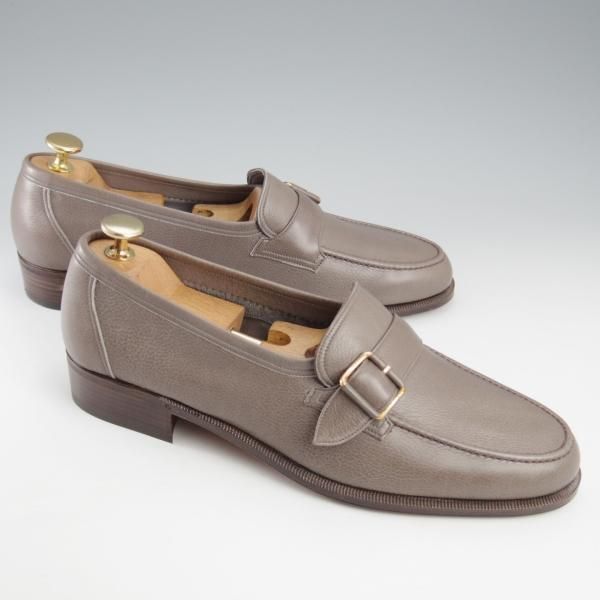 未使用★(伊)BONORA/ボノーラ SIZE 41.5【デッドストック品★ストラップローファー/灰】スリッポン/シボ革/メンズ★k653