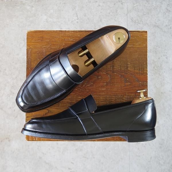 ★クロケット&ジョーンズ 6.5E【定価￥132,000-★(英)ジョージクレバリー別注/ローファー/OWEN】スリッポン/黒/Crockett&Jones★k661