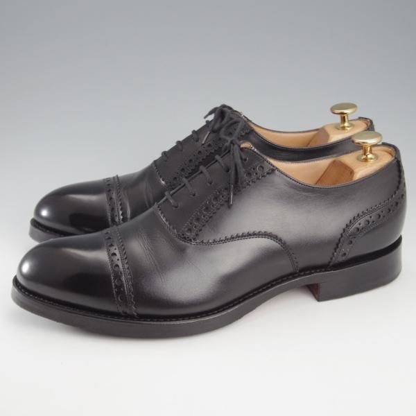 極上★チャーチ 75F/UK7.5【★SHAVINGTON/シャビントン/160ラスト】パンチドキャップトゥ/カーフ/黒/メンズ/Church's★k666