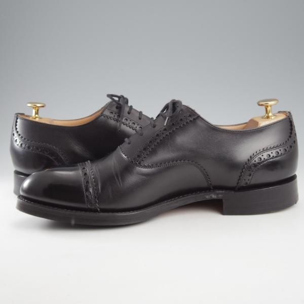 極上★チャーチ 75F/UK7.5【★SHAVINGTON/シャビントン/160ラスト】パンチドキャップトゥ/カーフ/黒/メンズ/Church's★k666