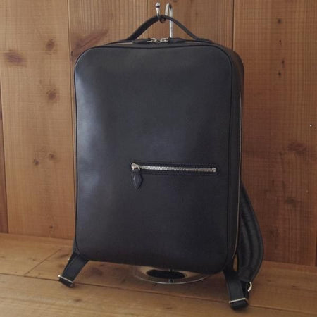 美品★万双【定価￥86,900-★双鞣和地/ビジネスリュック/バックパック/黒】レザー/メンズ&レディース/バッグ/デイパック/鞄★N5884