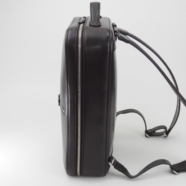 美品★万双【定価￥86,900-★双鞣和地/ビジネスリュック/バックパック/黒】レザー/メンズ&レディース/バッグ/デイパック/鞄★N5884
