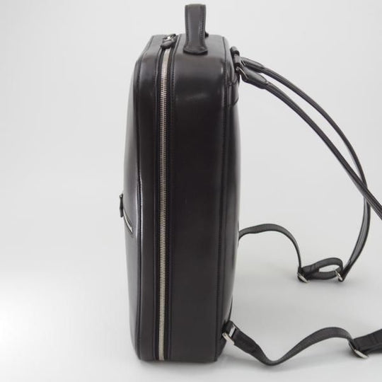 美品★万双【定価￥86,900-★双鞣和地/ビジネスリュック/バックパック/黒】レザー/メンズ&レディース/バッグ/デイパック/鞄★N5884