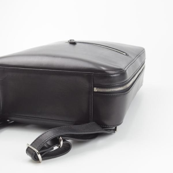 美品★万双【定価￥86,900-★双鞣和地/ビジネスリュック/バックパック/黒】レザー/メンズ&レディース/バッグ/デイパック/鞄★N5884