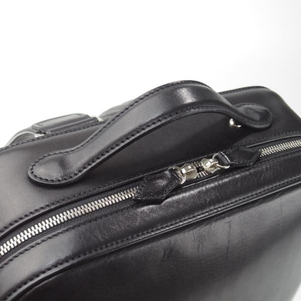 美品★万双【定価￥86,900-★双鞣和地/ビジネスリュック/バックパック/黒】レザー/メンズ&レディース/バッグ/デイパック/鞄★N5884