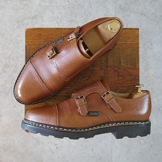 美品★パラブーツ SIZE 6.5【定価￥96,800-★ウィリアム/WILLIAM】マルシェソール/ダブルモンク/コニャック/茶/メンズ/Paraboot★k677