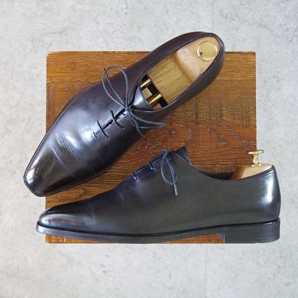 美品★(仏)ベルルッティ SIZE 7.5【現行定価30万円以上★アレッサンドロ/ALESSANDRO】ヴェネチアレザー/ホールカット/黒系/Berluti★k681